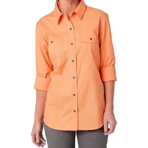 Wrangler RIGGS NWT Workwear Women's Vented Weather Anything Button Up Orange Med